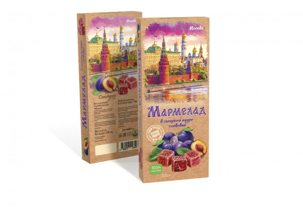 №2 Сладарт Мармелад Сливовый МОСКВА в сахарной пудре (642), 200г   в Тулуне
